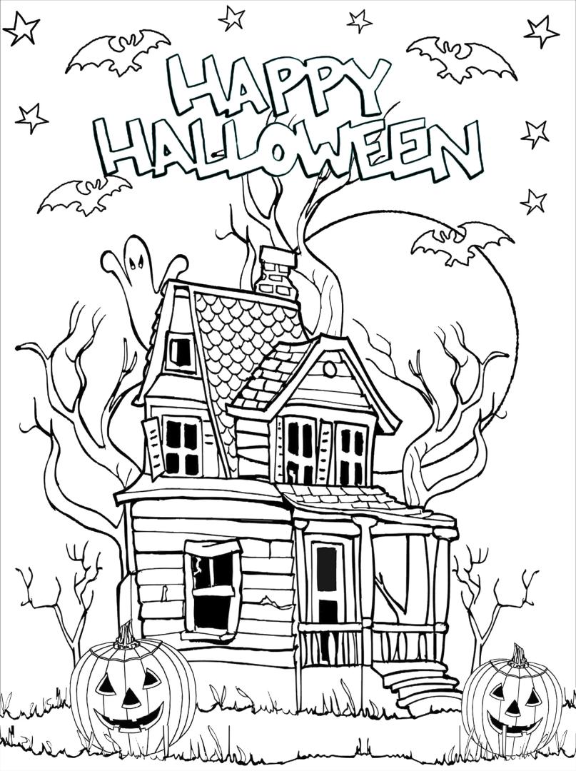 halloween-haunted-house-colouring-pages