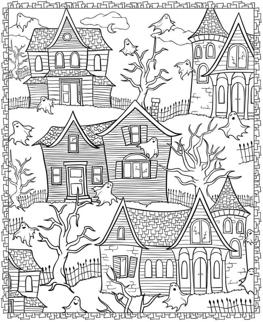 Get This Adult Halloween Coloring Pages More Haunted House and Ghosts