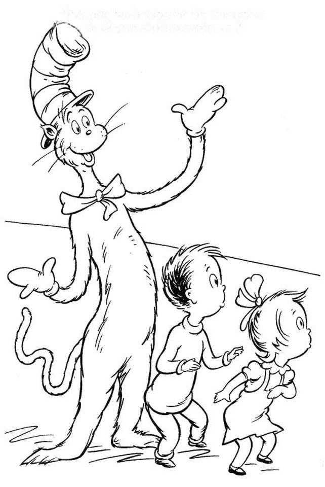 Dr Seuss Cat In The Hat Coloring Pages Sketch Coloring Page