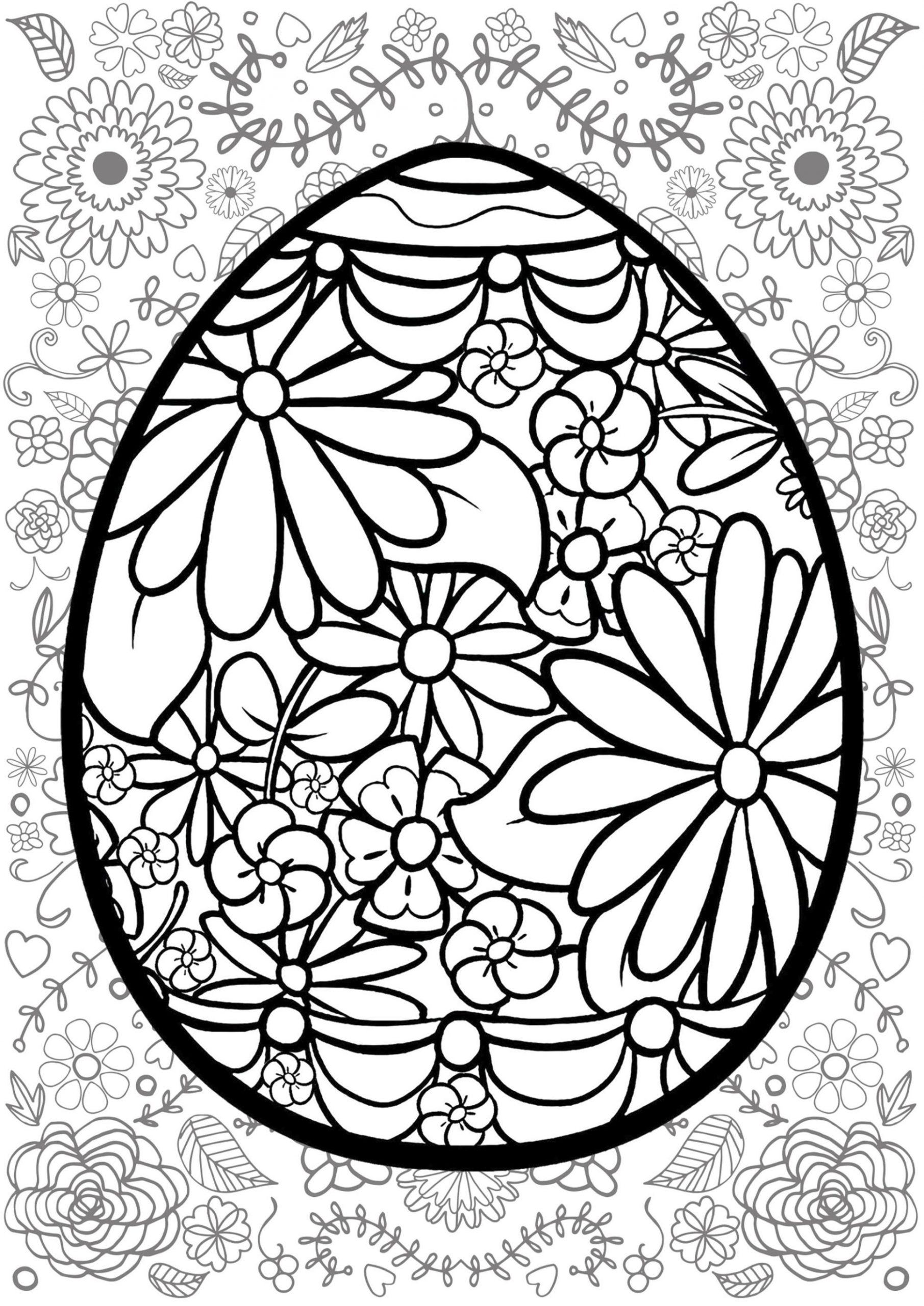 Get This Adult Easter Coloring Pages Easter Egg with Floral Pattern 