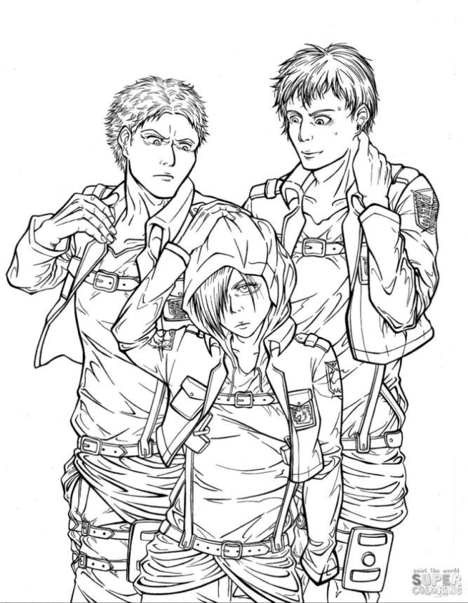 Get This Anime Coloring Pages Attack on Titan Characters