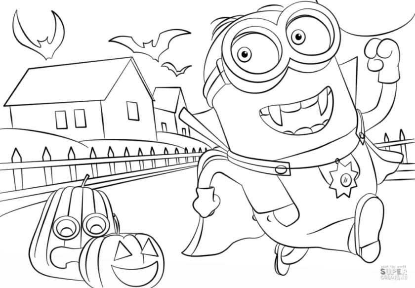 get this minion coloring pages for halloween printable