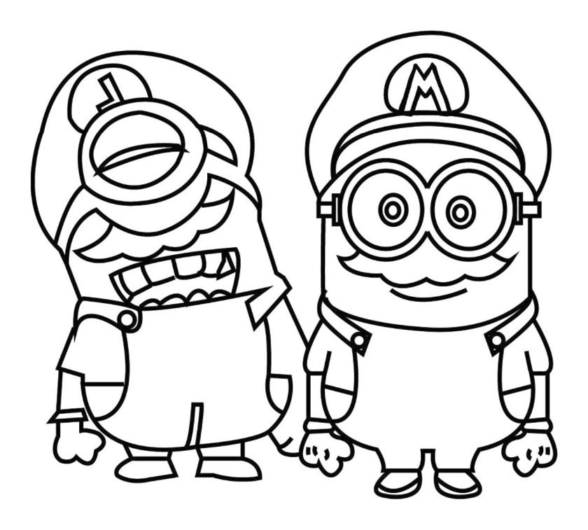 Download Get This Minion Dressed as Mario and Luigi Coloring Pages