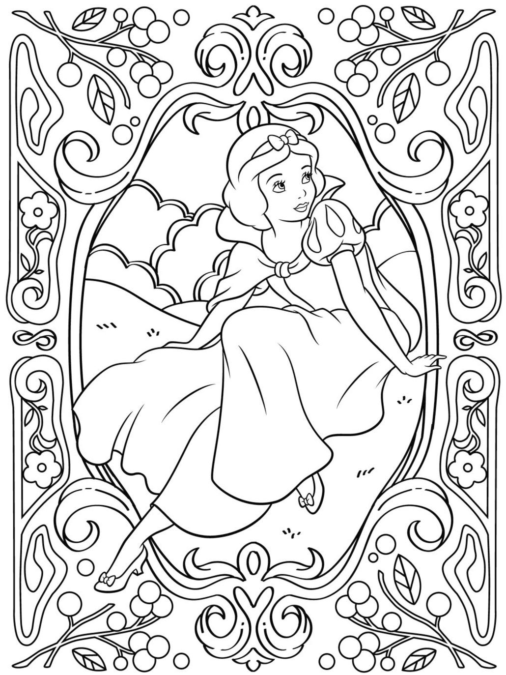 Get This Adult Coloring Pages Disney Beautiful Snow White Drawing
