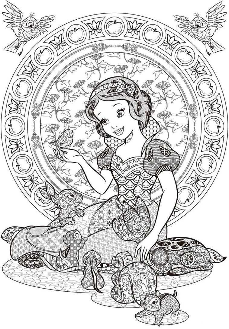 Get This Adult Coloring Pages Disney Detailed Zentangle Art of Snow White