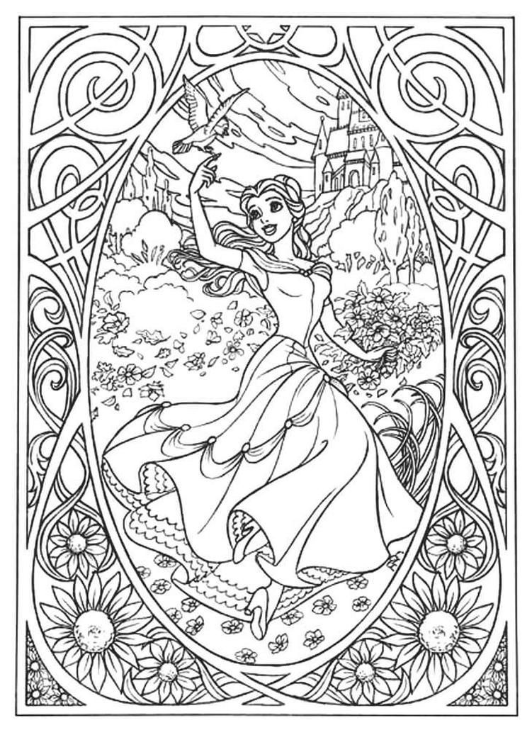 Get This Adult Coloring Pages Disney Disney Belle Coloring for Grown Ups