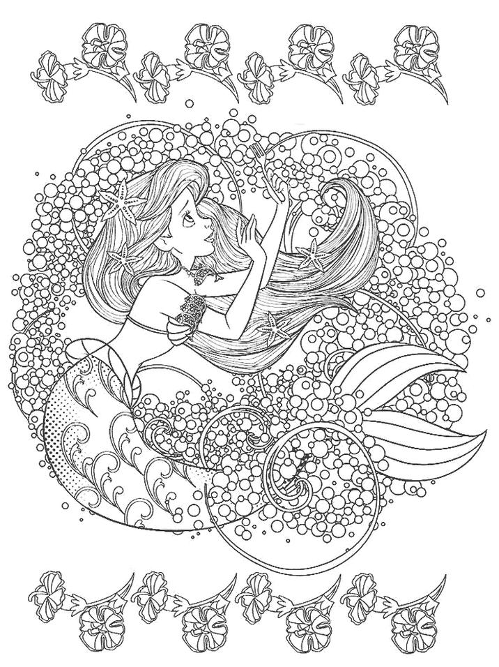 61 Cartoon Coloring Pages Of Mermaids Disney for Adult
