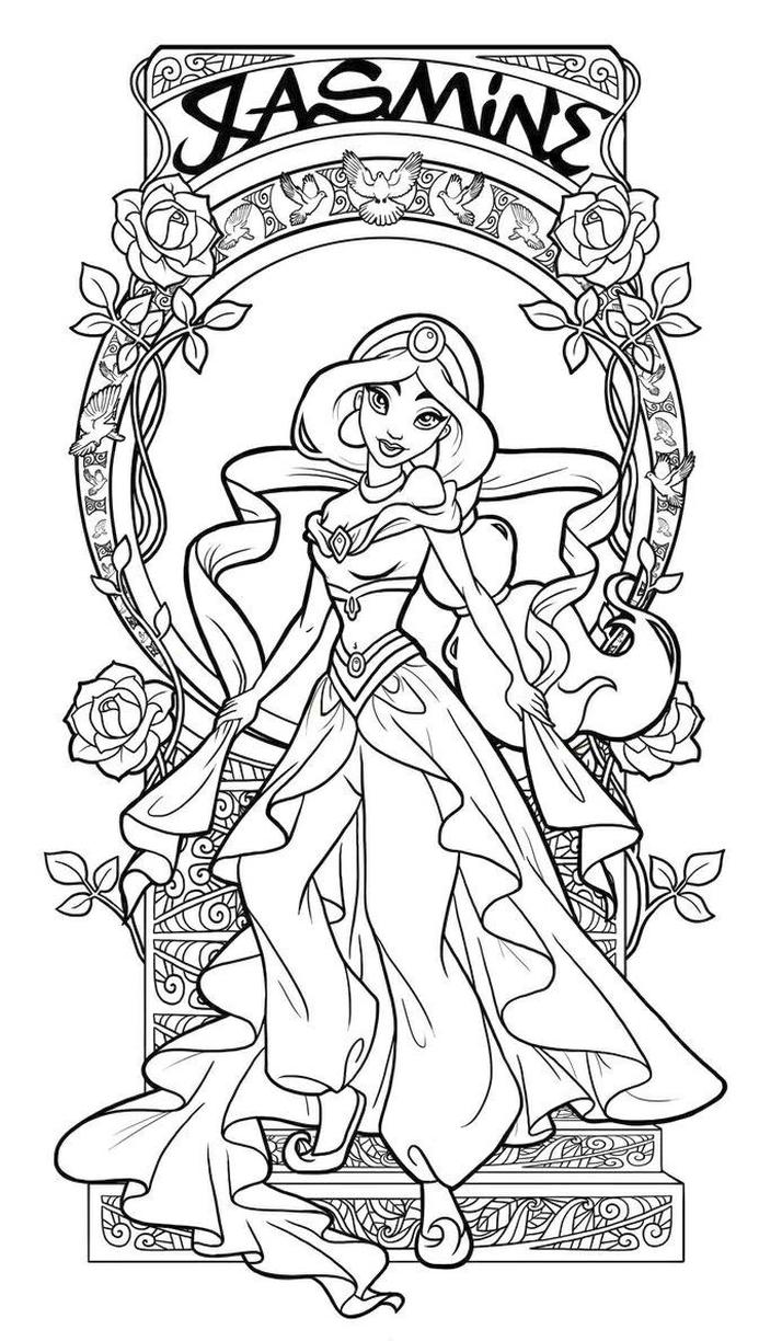 Get This Adult Coloring Pages Disney Jasmine the Arabian Night ...