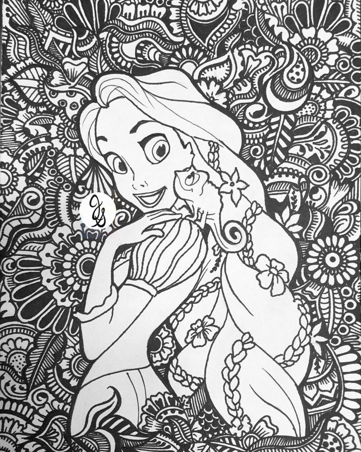 Get This Adult Coloring Pages Disney Rapunzel and Her Chameleon Pet 