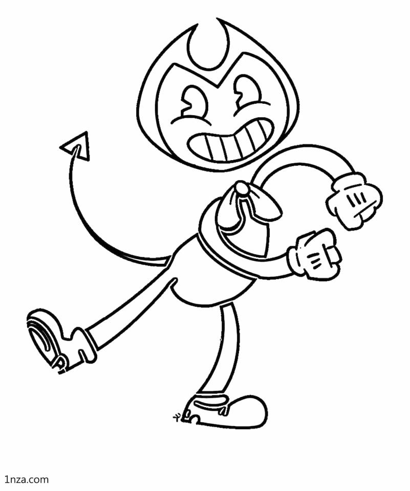 Get This Bendy And The Ink Machine Coloring Pages Free Bendy Dancing Happily