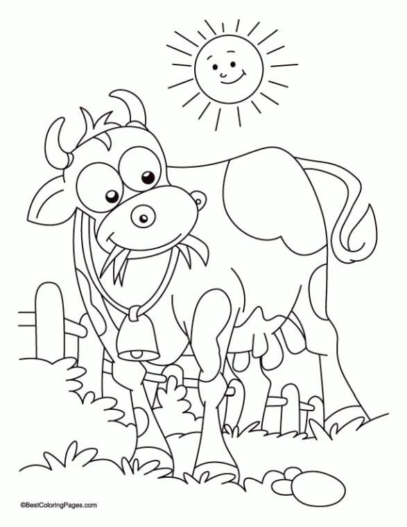 Get This Cow Coloring Pages Printable Cartoon Cow Sunbathing