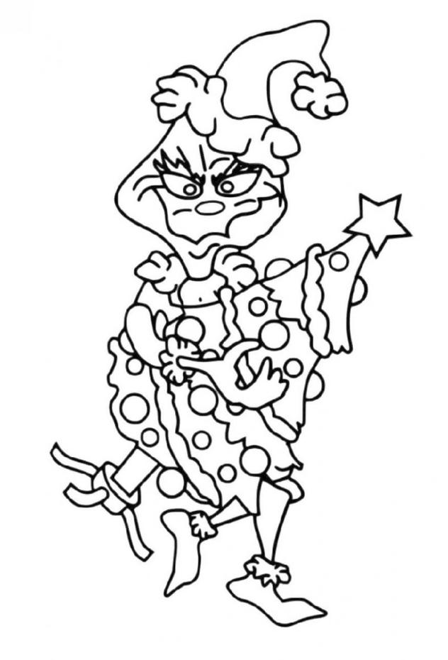 Get This Grinch Coloring Pages Free Grinch Stealing A Christmas Tree