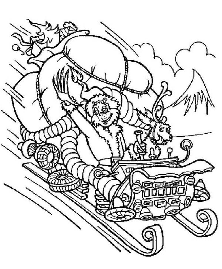 grinch coloring book images Grinch's face coloring page