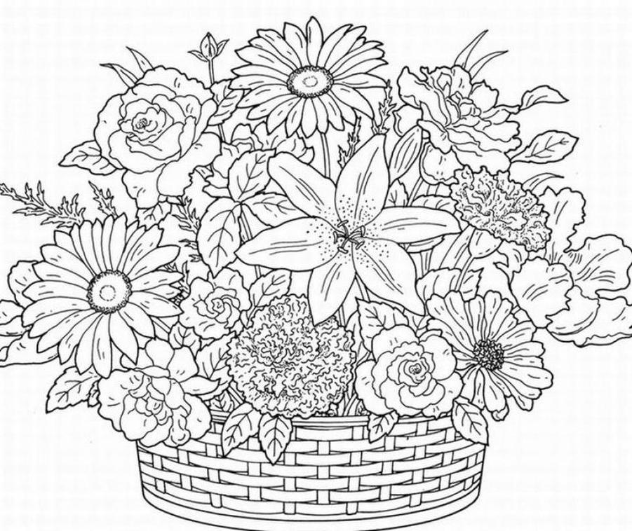 Get This Spring Adult Coloring Pages A Bouquet of Spring Flowers