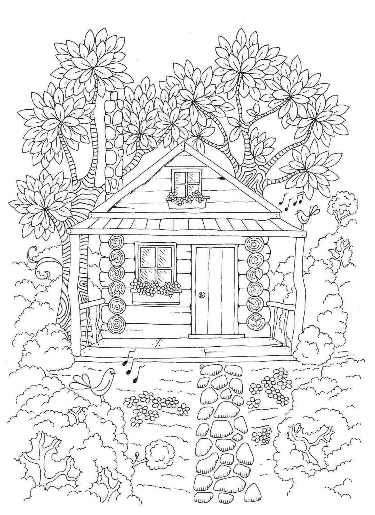 Get This Spring Coloring Pages Free for Grown Ups Beautiful House in