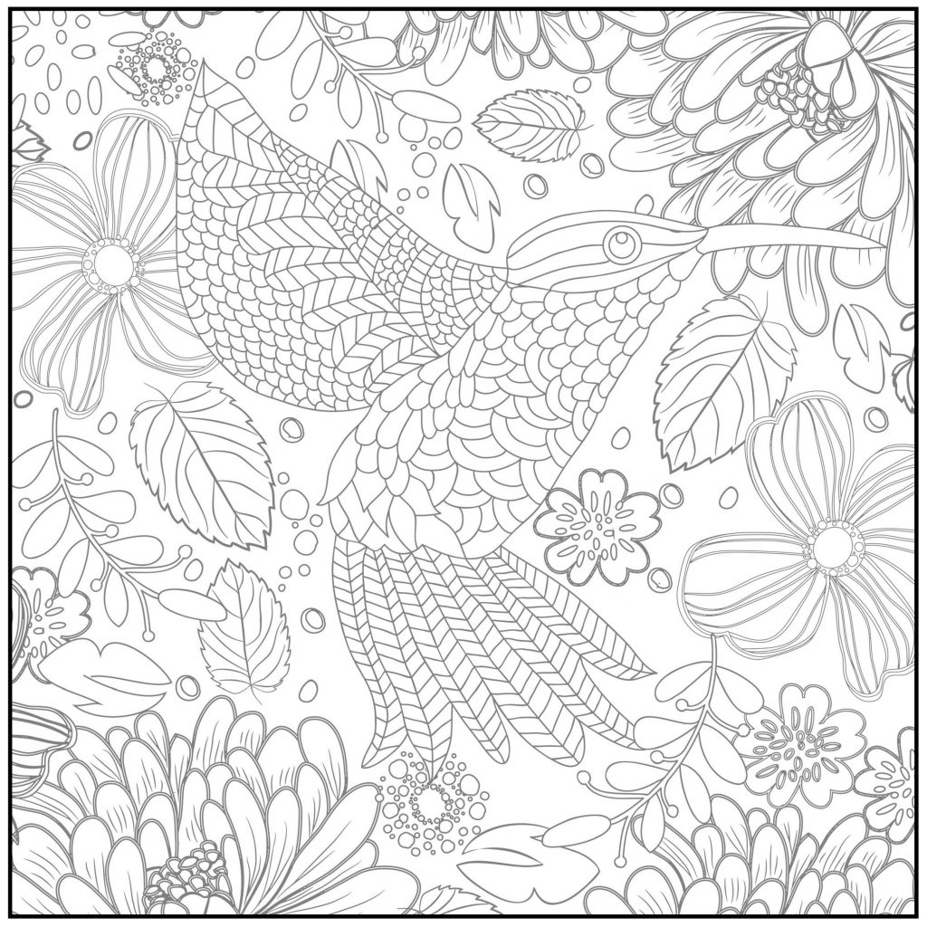 Get This Spring Coloring Pages for Adults Hummingbird and Flowers