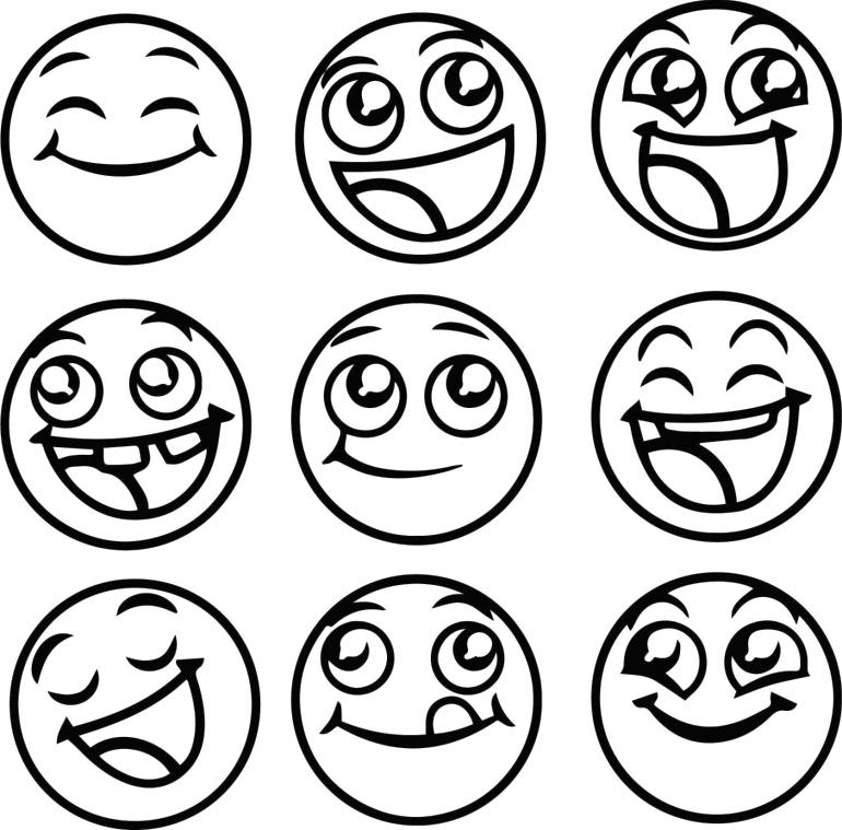 Get This Emoji Coloring Pages Black and White Various Happy Faces