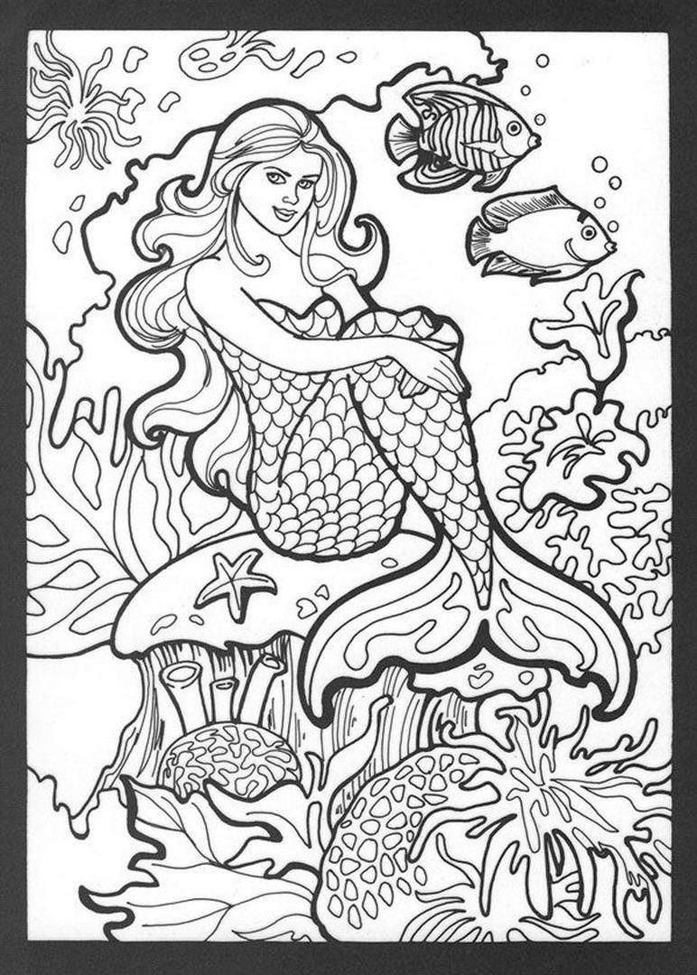20+ Free Printable Mermaid Adult Coloring Pages - EverFreeColoring.com
