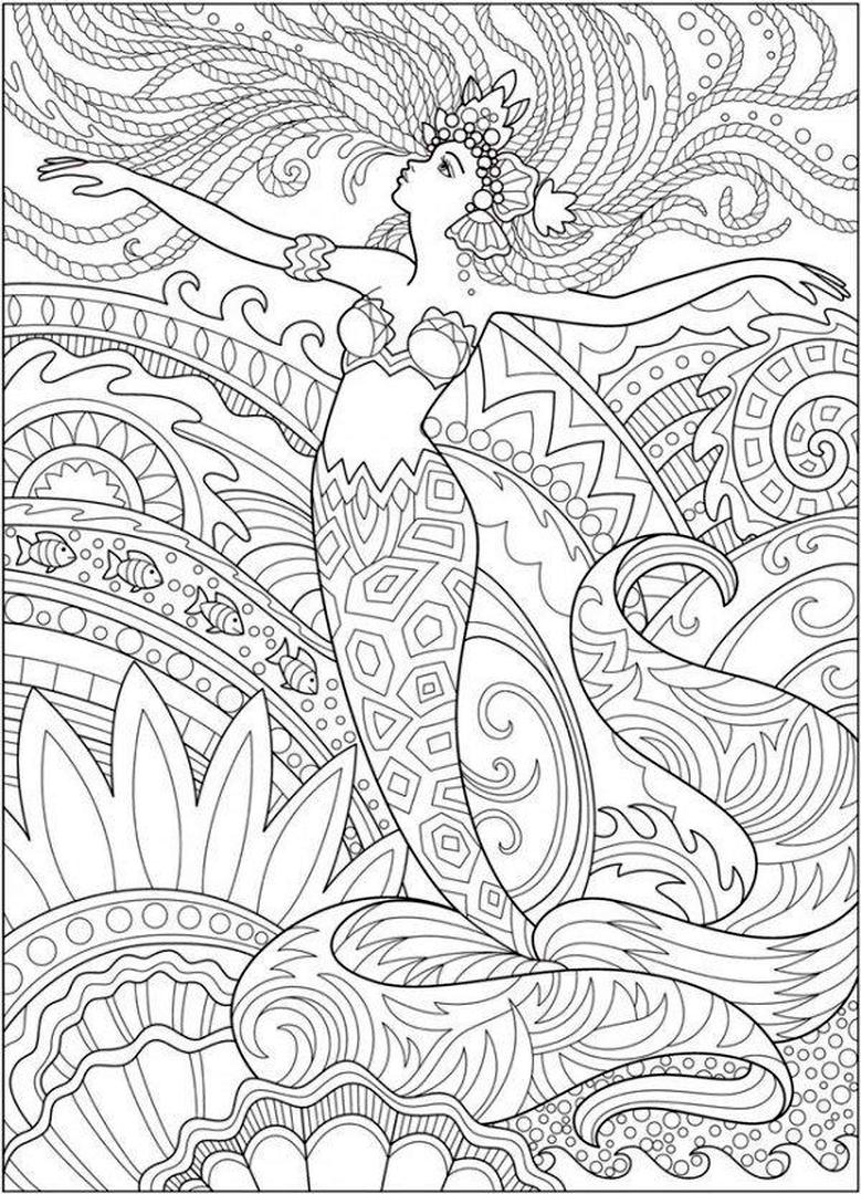 20+ Free Printable Mermaid Adult Coloring Pages   EverFreeColoring.com