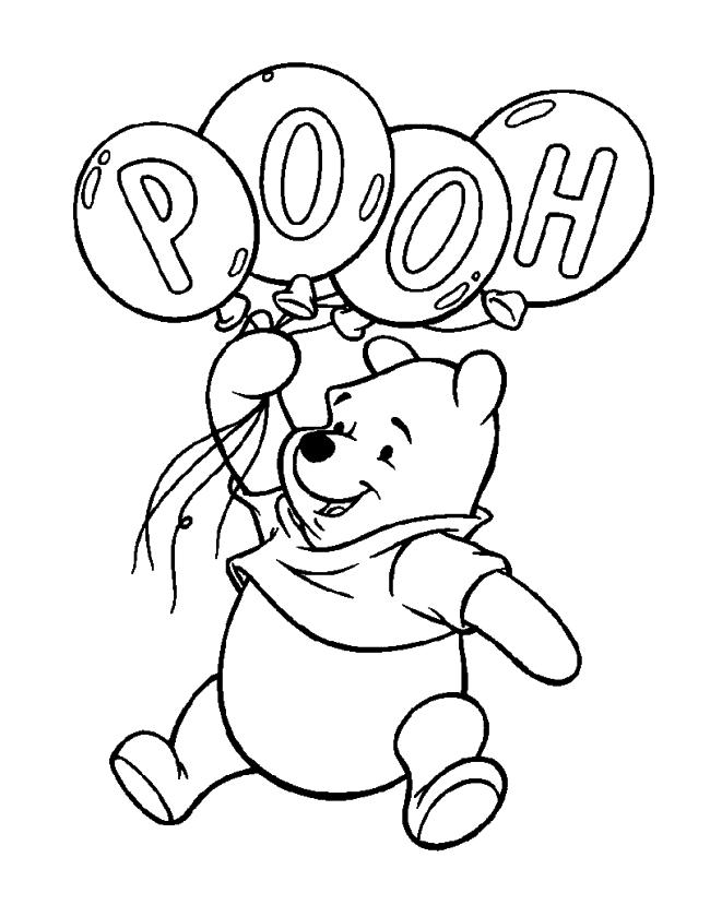Get This Winnie the Pooh Coloring Pages Easy Pooh Holding Four Balloons