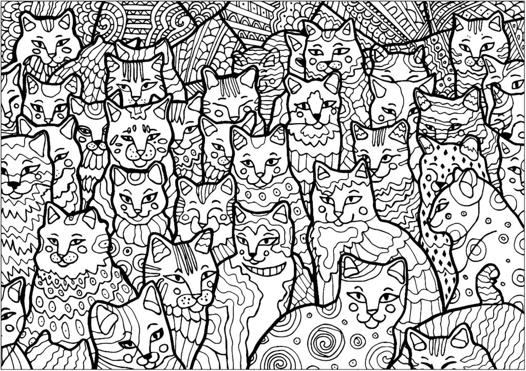 get this adult coloring pages cats trippy cat doodle