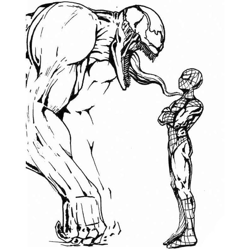 get this free venom coloring pages venom is huge compared to spiderman
