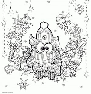 Adult Christmas Coloring Pages Free to Print Christmas Owl vdr8