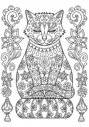 Adult Coloring Pages Animals Cat 1