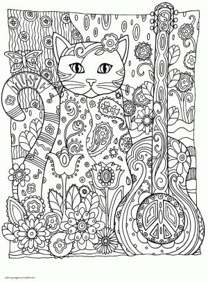 Adult Coloring Pages Animals Cat 2