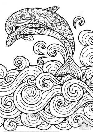 Adult Coloring Pages Animals Dolphin 1