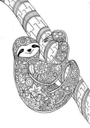 Adult Coloring Pages Animals Sloth 1