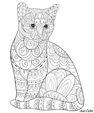Adult Coloring Pages Cats Zentangle Art Cat