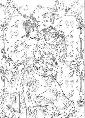 Adult Coloring Pages Disney Cinderella and Her Prince Coloring for Grown Ups