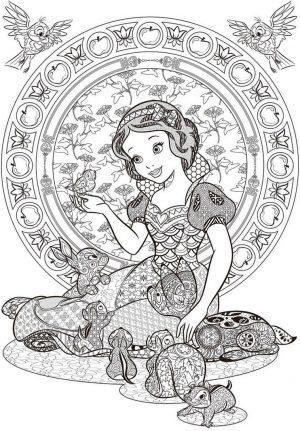 Adult Coloring Pages Disney Detailed Zentangle Art of Snow White