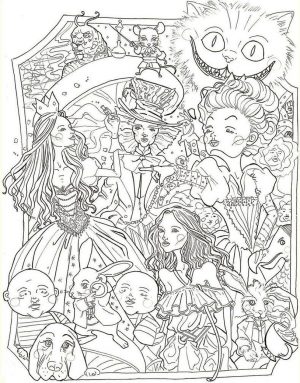 Adult Coloring Pages Disney Disney Alice in Wonderland Complex Drawing
