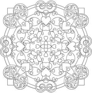 Adult Coloring Pages Patterns Heart and Flower Mandala 3klr