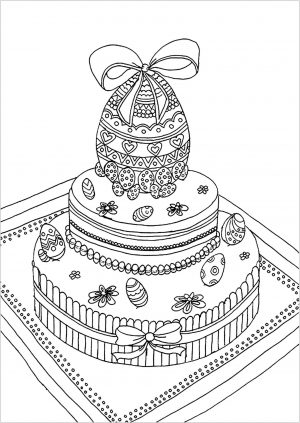 Adult Easter Coloring Pages Cake with Easter Egg on Top