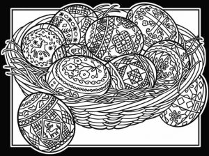 Adult Easter Coloring Pages Easter Basket with Patterned Eggs