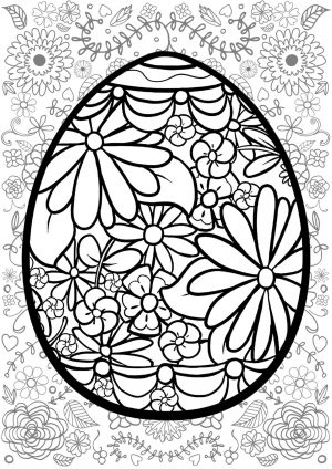 Adult Easter Coloring Pages Easter Egg with Floral Pattern
