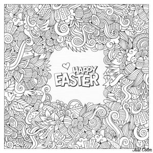 Adult Easter Coloring Pages Happy Easter Doodle Printable