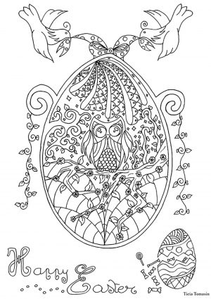 Adult Easter Coloring Pages Happy Easter Egg Doodle