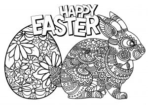 Adult Easter Coloring Pages Happy Easter from Easter Bunny