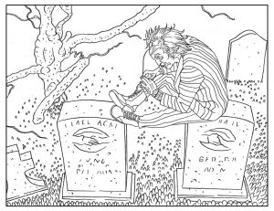 Adult Halloween Coloring Pages Graveyard 7grv
