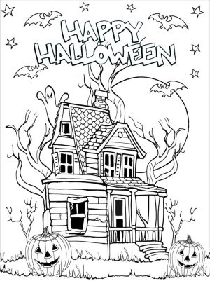 Adult Halloween Coloring Pages Haunted House 3hhs