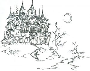 Adult Halloween Coloring Pages Haunted Mansion 0hum