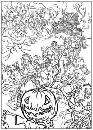 Adult Halloween Coloring Pages Monsters from the Dark 1mtd