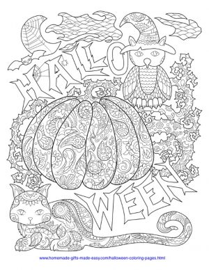 Adult Halloween Coloring Pages Owl and Cat 3oac