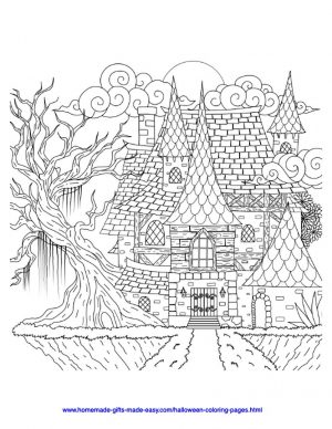 Adult Halloween Coloring Pages Spooky House 7spk