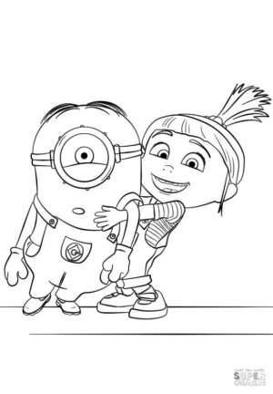 Agnes Hugging Minion Coloring Pages Free Printable