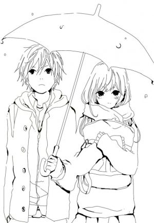 Anime Coloring Pages Cute Couple